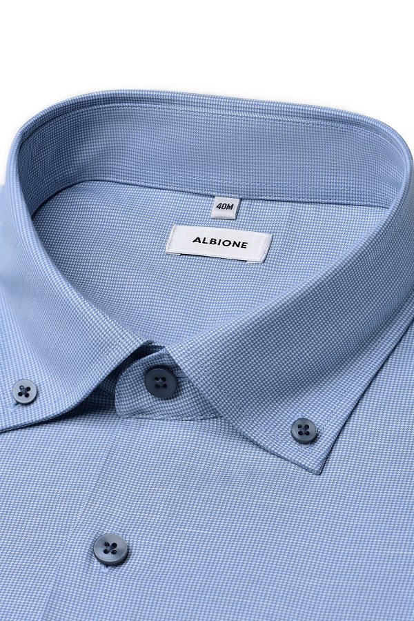 Голубая сорочка button-down в мелкую клетку
